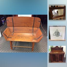MaxSold Auction: This online auction features Antique Bench, Antique mirror, Bob Blenderman Art, Antique Walnut Cupboard, Antique Quilt, Bill Reid Haida Art Prints, Royal Doulton Delacourt Plates, Evesham Serving dishes, Antique Walnut Dresser, Vintage Baseball Cards and much more!