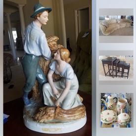 MaxSold Auction: This auction features Decorative crystal & porcelain, Scherzer Porcelain china, Heisey Crystal, Earrings, Wedgwood Blue Heritage China, Silver plate, Florida seashell collection, Franciscan Dessert Rose, Henredon Sofa, Furniture, Pictures, Prints, Royal Dux Statue, Ridgway Royal Vistas Ware and much more!