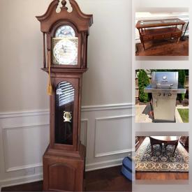 MaxSold Auction: This online auction features a Germany grandmother clock, rustic and restored antique and modern furniture from Bernhardt, Pennsylvania House, and Pier One, Hammary, Lexington, Ethan Allan, and others, cedar chest, Stratford collection rugs, televisions and game system, Kitchenaid and Sorrento dishware, wall art, outdoor grill and fire pit, Ryobi router and much more!