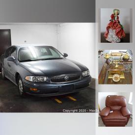 MaxSold Auction: This online auction features 2001 Buick La Sabre, artworks, furniture, kitchenware, decors, glassware, Ceiling Fixtures, crystal, Foot Massager, Figurine, Lawn Chairs And Tables , sterling silver, electronics and much more.