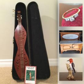 MaxSold Auction: This online auction features vintage instruments such as a dulcimer, guitar and metronome, cameras, framed art, electronics, jewelry, hammer drill, Royal Doulton, skeleton keys, metal and stone decor, Normende radio, brad nailer, Swarovski, stereo amplifier, speakers, camping gear, Ridgid shop vac, sterling goblets, diamond ring, electronic devices, display cabinet, wedgwood, books, vintage 45, tablets, Egyptian art, teacups, tuner, marble top sideboard and much more!