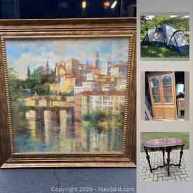 MaxSold Auction: This auction features Original Oil painting, Telescope, WWII Medals, Ship Lanterns, Horse Trays, Werner Ladder, Originally Signed Photographs, Original Handmade Paper Art, Bully Hill Art, Original Watercolor, Vintage Farmers Almanacs, Keller Furniture, Lamps, Framed Prints, Tin Signs, and much more!