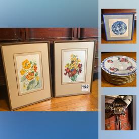 MaxSold Auction: This online auction features Antique and Vintage china such a Coalport "Leighton Sprays;" Limoges Bernaudand "Riviera" and Vignaud "Francis" pieces; Copeland Spode "Buttercup" and Spode "Cowslip" and "Indian Tree" pieces; Royal Albert "Old Country Rose" and more! Original watercolours, oils and sketches; limited edition signed print and antique lithograph bookplates. Vintage Cuckoo clock, childrens LPs and Balsa wood model planes kits. Cranberry and Fenton glass. Collectible vintage Moorcraft pieces; Coalport, Lladro and Royal Doulton figurines; Asian themed porcelain planters; coins and bank notes. Reference books. and estate jewellery. And more!