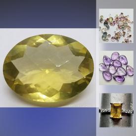 MaxSold Auction: This online auction features jewelry and gemstone such as 28.4 ct Lemon Quartz, 20 ct Deep Purple Amethyst, 16.4 ct tcw Two Smokey Quartzes, Pink Tourmalines, Green Peridot 925 Ring, Mixed Sapphires and much more.