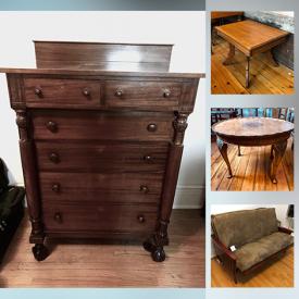 MaxSold Auction: This online auction features furniture such as banker chairs, farmhouse style wood table, tallboy dresser, kitchen chairs, teak buffet and more, microwave, vintage quilt, prints, Lladro, framed posters, airconditioner, coat rack, china, Ikea kitchen shelf, wooden tall lamp, James Keirstead prints, vintage marbles, binoculars and much more!