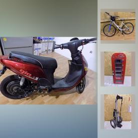 MaxSold Auction: This online auction features  Gio Scooter No Key, jewelry, artwork, furniture, electronics, collectibles, vintage item, Laptops, PS2, glassware, mirror, Christmas decor, CDs and DVDs, Knick Knack's figurines, toys, books, Bicycle, Golf Bag Cart, sunglasses, Snorkel Flipper Set, Bell Bike Trailer, Wheelbarrow, Coca Cola Mini Fridge, tools, Kona Marathon Flippers, Reebok Ice Skates and much more.