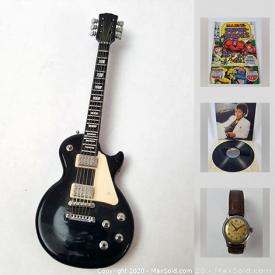 MaxSold Auction: This online auction features jewelry, Gibson Les Paul Lighter,  vintage items, collectibles, comics, Michael Jackson Record, figurines, Binoculars Model Kit, vintage Le Baron Tobacco Pipe, Lp's, Marvel Comics Sgt Fury, Vintage Juke Box and more.