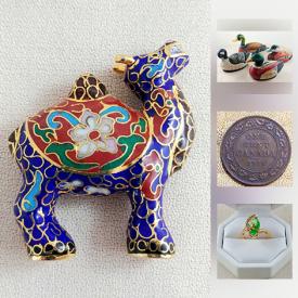 MaxSold Auction: This online auction features jewelry, artworks, collectibles, Royal Doulton, Canadian coins, Miniature Cloisonne camel, Egyptian theme copperware, ceramic duck, hot wheels, art glass, vases, star wars figure, tools and much more.