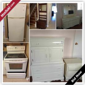 MaxSold Auction: This online auction features a variety of dressers, book collections, bed frames, pictures and lamps, Singer sewing table, chairs, tables, mirrors, records, beds, fridge, stove, washing machine, carpet cleaner, walker, wet/dry shop vacuum and much more!