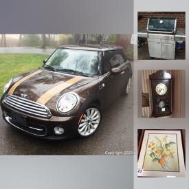 MaxSold Auction: This online auction features 2011 Mini Cooper, artworks, furniture, decors, collectibles, Two Bird Baths, Shindarwa Gas Powered Trimmer, Small Kitchen Appliances, Early Brass Electric Lamp, Remington Chain Saw And Black And Decker Trimmer, Office Supplies, toys, garden tolls, power tools much more.