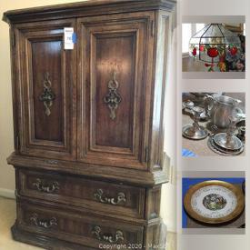 MaxSold Auction: This online auction features furniture, artworks, decors, collectibles, 1981 Royal Crown Coin, Mantle Figurines, Lenox Decor, servingware, kitchen items, books, outdoor items, Crafting Supplies, Hanging Kitchen Light Fixture, Linens, clothing, Kids Toys and much more.
