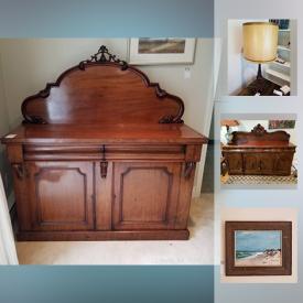 MaxSold Auction: This online auction features artworks, furniture, decor, Signed Sculpture, Art Glass, dishware, Oriental Vase, Silver Plate, tiffany lamp, chinaware, table lamps, books, wall clocks, area rug, kitchen appliances, Chest Freezer and more.