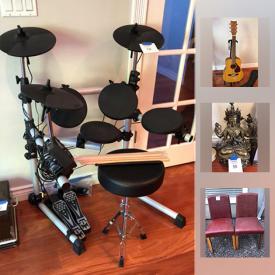 MaxSold Auction: This online auction features jewelry, furniture, electronics, musical instrument, decor, camera, collectibles, IKEA, Skis, Schwann Bike, Brass Buddhist Statue, Univox Electronic Drum Kit, Guitar, cookware, Juicer, glassware, dishware, bags, luggage, lamps, books and much more.