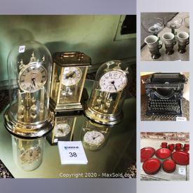 MaxSold Auction: This online auction features artworks, jewelry, decor, collectibles, keurig, vintage items, magazines, projector, figurines, clocks, tools and toolboxes, underwood typewriter, glassware, kitchen item, toys, records, teapots, books DVD player, craftsman drill and much more.
