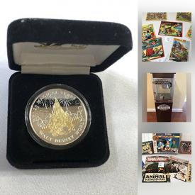 MaxSold Auction: This online auction features a Walt Disney world one troy ounce silver coin, Star Wars memorabilia, Movie theater popcorn maker, Mickey Mouse Memorabilia and Walt Disney World celebration top hats, vintage barbie doll collection and much more.