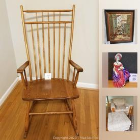 MaxSold Auction: This online auction features wood rocker, cachet furniture sofa set, oak corner unit, fireplace tools, air conditioner, switch plates, garden tools, framed artwork, modular tables, Dwayne De Rosario Autographed Jersey, vintage quilts, books and much more.