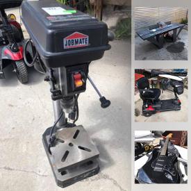 MaxSold Auction: This online auction features Tile Cutters, Dust Collector, Mitre Saw, Chainsaws, Joiner Planer, Bulk Screws, Cement Mixer, Pressure Washer, Lawnmower, Unicycle, Bikes, Baseball Hats, Electric Guitar, Sewing Machines, Fabric and much more!