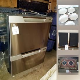 MaxSold Auction: This online auction features appliances such as a refrigerator, dishwasher, printers, folding outdoor chairs, marble slab, small table, glassware, rugs, pottery, serving platters and dishes, glass shelves, speakers and much more!