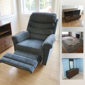 MaxSold Auction: This online auction features furniture such as a Duncan Fyfe style dining table, oak table and chairs, recliner, TV stand, sofa, loveseat, bedroom furniture, computer station, dresser, hide-a-bed and more, luggage set, soldering kits, christmas decor, 16 t extension ladder, rug, punch bowl set, blanket rack and more!