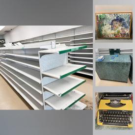MaxSold Auction: This online auction features artworks, furniture, appliances, typewriter, Sargeant Greenleaf heavy Duty Floor Safe, Air King heater, Torbal Tortion balance, business industrial shelving, metal stand on wheels,  and much more.