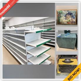 MaxSold Auction: This online auction features artworks, furniture, appliances, typewriter, Sargeant Greenleaf heavy Duty Floor Safe, Air King heater, Torbal Tortion balance, business industrial shelving, metal stand on wheels,  and much more.