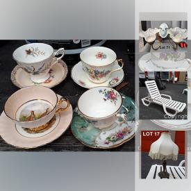 MaxSold Auction: This online auction features medicine cabinets, chairs, lounge chairs, pictures, soap dishes, wooden frames, towel racks, hook units, double light wall sconces, teacups and saucers, electric motor, macerator pump and much more!