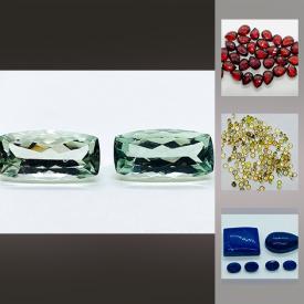 MaxSold Auction: This online auction features jewelry and a large collection of gemstone such as 16.7 ct tcw Two Top Light Mint Green Amethysts, 31.6 ct tcw Bright Red Pear Garnets, 41.82 ct tcw Four Lapis Lazuli's, 21.32 ct tcw Nine Bright Golden Yellow Citrines, 18.12 ct tcw Six Orange Carnelians, 3.11 ct tcw Lot Of Multi Colour Sapphires and much more.