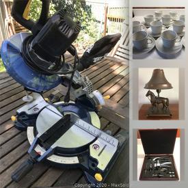 MaxSold Auction: This online auction features Sterling silver, furniture, Mastercraft saw, silverplate utensils, chess sets, pyrex and much more!