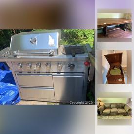 MaxSold Auction: This online auction features furniture such as brown leather couch, grey leather lift chair, antique coffee table, wooden dining set, marble side tables, and wooden armoire, lacquer floor lamps, blankets, exercise equipment, laser disc collections, DVDs, small home appliances such as honeywell air filter and Maytag humidifier, HP printer and scanner, outdoor dining set and much more!