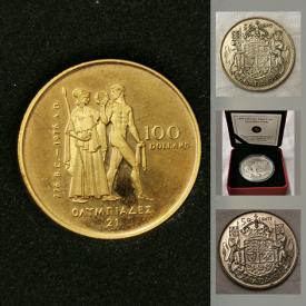 MaxSold Auction: This online auction features silver, nickel, holographic, colourized, gold, and other coins from the Richard Woodburn collection of Canadian and International Coins, spanning from 1858 to 2014, from one cent to one hundred dollar coins, including special editions, commemorative sets, anniversary coins, and collections with COAs, mint error coins, bills of multiple denominations, foreign currency, stamps, and much more! All items can be picked up locally or delivered at the buyer's expense and much more.