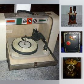 MaxSold Auction: This online auction features furniture, vintage items, collectibles, decors, camera, Record Player, figurines, Mosler Novelty Toy Safe,  Wooden Lamp, Invacare Great Transport Chair, Binoculars, Novelty Beer Figurine, Exerciser, Kundo "Hundred Day" Clock, toys, books and much more.