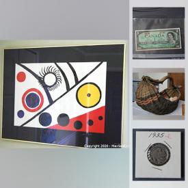 MaxSold Auction: This online auction features artworks, collectibles, vintage indigenous basket, lithograph, 1867 1967 Bank of Canada $1 uncirculated dollar(No serial number), artist books and much more.