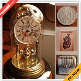 MaxSold Auction: This online auction features jewelry, coins, vintage toys and games, vintage clocks, wooden sculptures, varied memorabilia items, antique camera, paintings, coins, other various vintage items and much more!