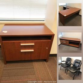 MaxSold Auction: This online auction features art, office furniture such as desks, office chairs, shelving units, credenzas, board room table, reception desk, filing cabinet and much more!