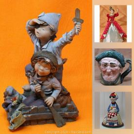 MaxSold Auction: This online auction features collectibles such as Lladro figurines, Royal Doulton figurines, Toby mugs, limited edition decanters, Franklin Mint dolls, diecast models, Lenox crystal, Swarovski crystal brooch, Murano glass, Crosley turntable with Bluetooth, stoneware, DVDs, planters and much more!