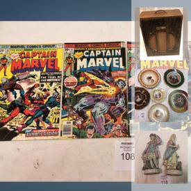 MaxSold Auction: This online auction features jewelry, artworks, furniture, antique items, collectibles, lamp, antique wall clock, vintage radio, vintage dolls, collectible plates, toys, Captain Marvel comics, vintage ceramic statue Japan 8 inch tall, bikes, hot wheels, Xbox, Wii console, Sherwood receiver amplifier, fishing lures and rod, hand tools and much more.