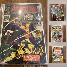 MaxSold Auction: This online auction features comics such as The Avengers, X-Force, Marvel, DC, Thor, Kamandi, Captain America, Black Panther, and Graphic Novels and much more!