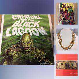 MaxSold Auction: This online auction features collectibles such as Swarovski crystals, signed sports cards, vintage comics such as Spider-man, X-Men, and Tales to Astonish, Star Wars figures and costume swatches, stamp collections, Coca-Cola, vintage advertising, Magic the Gathering cards, art such as signed prints, vintage jewelry, LPs, DVDs, CDs and much more!