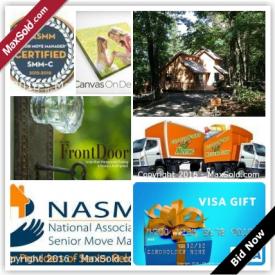 MaxSold Auction: This online auction features gift certificates from NASMM 2017 conference registration, 2017 three night hotel stay, SMM-c certification application, Cornerstone courses, FrontDoor training, "HR in a box," as well as other services from move managers, business consulting, iPad apps business consultation, iMentor, moving services and of course, our MaxSold auction starter kit. In addition, there are also gift cards from AHHHH Relaxing Mountaintop Retreat, VISA gift cards, Amazon, Airbnb, Shell, and more.