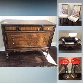 MaxSold Auction: This online auction features antique bench, wool rug, stone sculpture, leather sofa, fireplace insert, patio set, TVs, exercise equipment and much more!