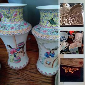 MaxSold Auction: This online auction features wall art, lamp, ceramics, vases, coins, watches, posters, costume jewelry, pins and brooches, mountain boots, electronics, music boxes, cards, toys and much more!