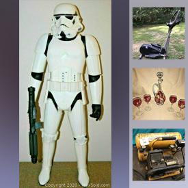 MaxSold Auction: This online auction features glasses, mugs, hair tools, fabric steamer, room divider, small kitchen appliances, kitchen items, PlayStation lot, cutlery, dolls, doll shoes, toys, vacuum steamer, lace doilies, 31" Star Wars storm trooper, vintage luggage, crystal stemware, Pez dispensers, cookbooks, dollhouses, elliptical, bikes, glider, child's scooter, compressor, kids instruments, pet items, clocks, lamps, Coca Cola collectibles, Razer keyboard, baskets, Asian items, carved wooden items and much more!