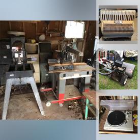 MaxSold Auction: This online auction features electric and acoustic guitars, amplifiers, turntables, phonographs, Pyramid audio sound mixer, chord harp, antique sewing table, pottery, vintage posters, stage speakers, Craftsman snow blower, Rockwell Counter saw, arc welder, portable generator and much more!