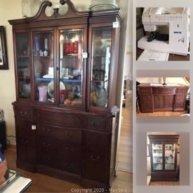 MaxSold Auction: This online auction features a china cabinet, dining room chairs, Husqvarna sewing machine, patio furniture, portable air conditioner, prints, painting, infrared heater, cookbooks, glassware, small kitchen appliances, buffet, baby items and much more!