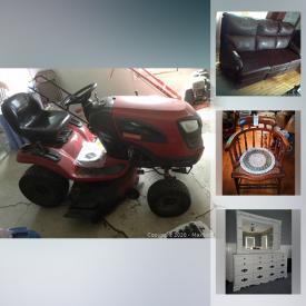 MaxSold Auction: This online auction features furniture, decors, collectibles, kitchenware, glassware, camera, Medical Aids, office supplies, party supplies, Fiesta BBQ, handtools, Fishing Tackle, garage tools, Lawn Tractor, Rototiller and much more.