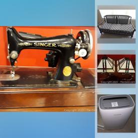 MaxSold Auction: This online auction features furniture, collectibles, sewing machines, Motorized scooter, portable frigidaire, black cane cushion sofa, EPSON printer and scanner, Tiffany lampshade, yard tools and much more.