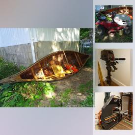 MaxSold Auction: This online auction features a hitched car carrier, tools such as a band saw, scroll saw and more, workmate, a wood lathe, jacks, small power tools, electric chain saw, BBQ and propane tanks, vise, ladders, canoes, riding lawn tractor, garden tools, furniture such as tables, caned chair, coffee table, bookshelf, occasional table, vintage rocker, end table and more, dishware, space heater, books, prints, cameras and accessories, small kitchen appliances, dehumidifier, telescope and much more!