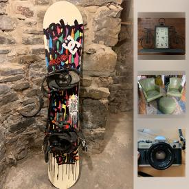 MaxSold Auction: This online auction features jewelry, furniture, collectibles, mirror, Tech Nine 152cm snowboard, vintage camera, Electrohome record player, kitchen items, Royal Doulton plate, Eyeshadow duos, books, skis Rossignol, floor mat, Escargot servers, wine glasses and much more.