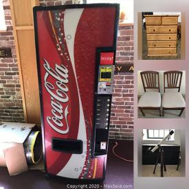 MaxSold Auction: This online auction features WWII memorabilia, electronics, handbags, a pin collection, a vintage Coca-Cola machine, dishware, collectibles, wall hangings, vinyls, a telescope and much more!