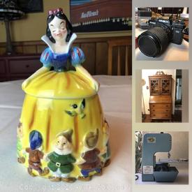 MaxSold Auction: This online auction features Novelty cookie jars, wooden ducks, hummels, antique stereoscope viewer & slides, Movie Memorabilia, small kitchen appliances, bedroom suite, stained glass tools, MCM Pottery, tools, antique quilts, Disney collectibles, gas grill and much more!